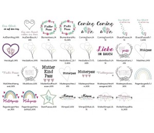 Stickserie - Mutterpass Motive Vol. 2 inkl. Mukipass Schriftzug